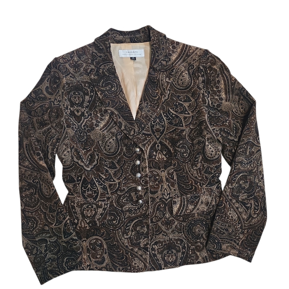 Vintage Tahari‎ Arthur S Levine Paisley Corduroy Blazer Size 10